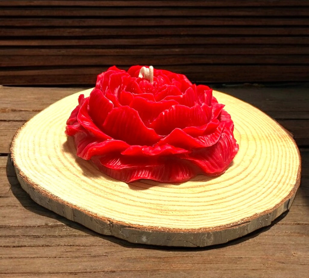 Peony on wood base